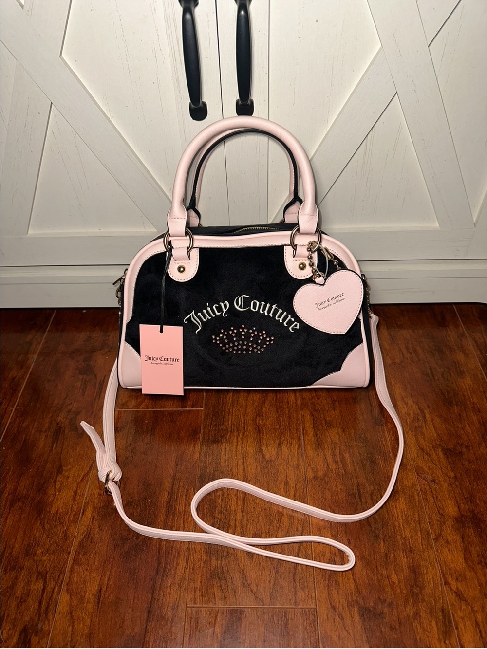 Juicy Couture Urban Heritage Bowler Satchel with Rhinestone Crown in Liquorice